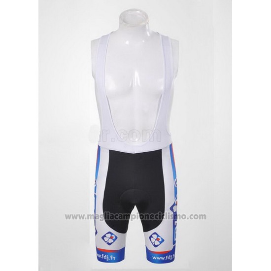 2012 Abbigliamento Ciclismo FDJ Bianco e Celeste Manica Corta e Salopette